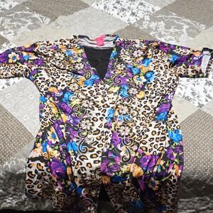 Prestige Edge Multicolor Floral Animal Print Tunic Blouse XL 95% Polyester